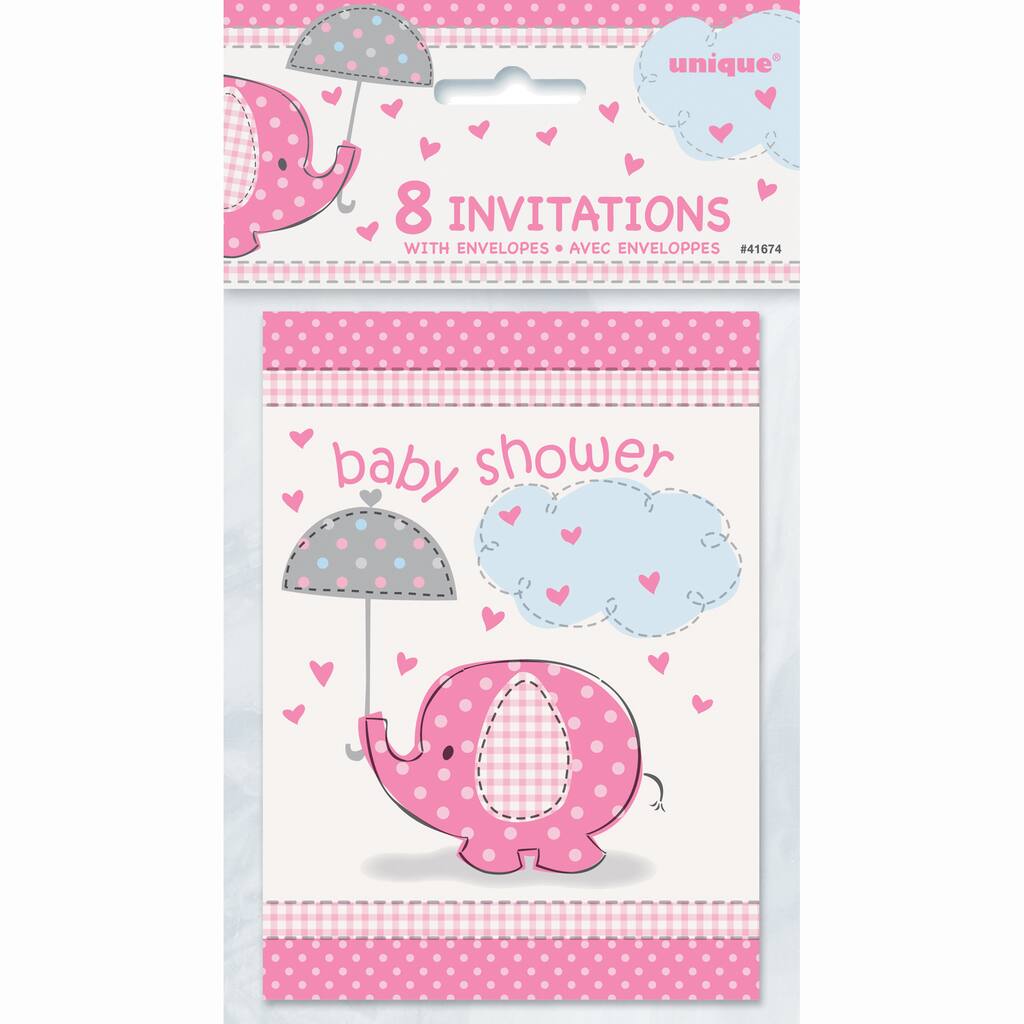 Pink Elephant Baby Shower Invitations 8ct Pink Elephant Baby Shower Invitations 8ct